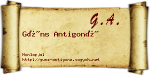 Güns Antigoné névjegykártya
